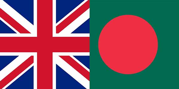 Side-by-side Britian and Bangladesh flag